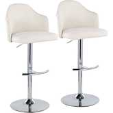 Ahoy Adjustable Swivel Bar Stool in Chrome & Cream Fabric (Set of 2)